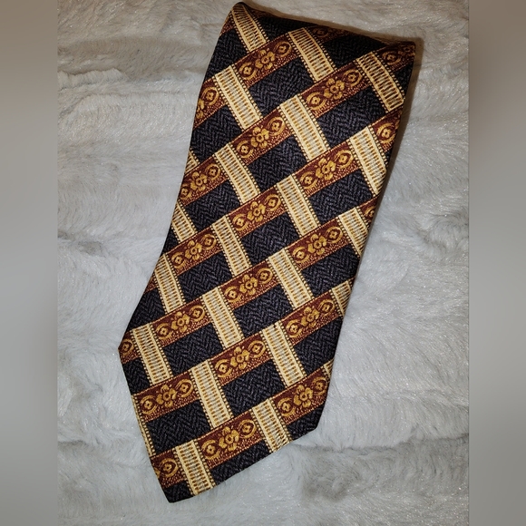 *Ermenegildo Zegna Cream, Rust, & Blue Men's Tie* RET $250 - Picture 2 of 3
